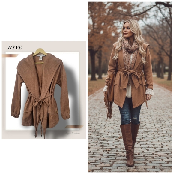 HYFVE Jackets & Blazers - 🌿NWT HYFVE Tan Cinch Waist Women's Small Cavender’s Boho Chic Fall Coat